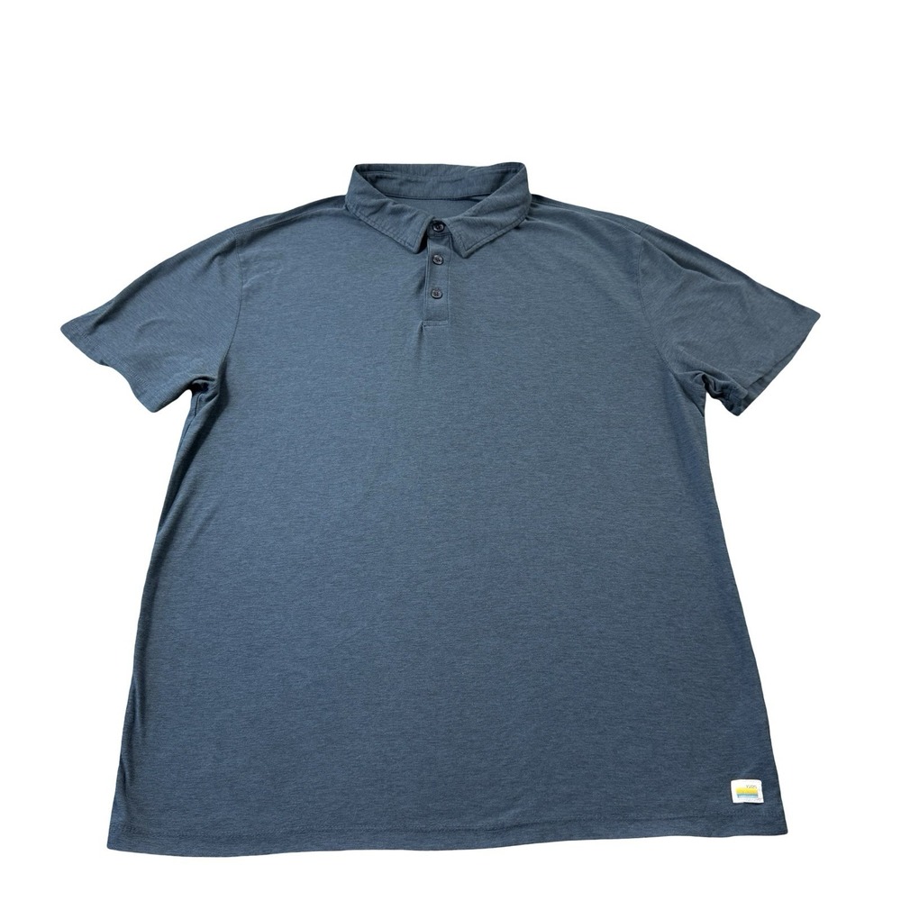 Vuori Strato Tech Polo Mens Large Blue Short Sleeve Gym Yoga Casual Shirt V186